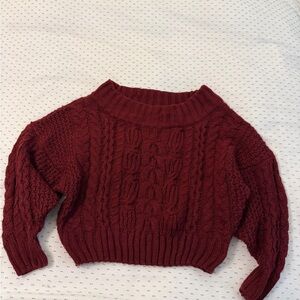 Anthropologie Burgundy Cable Knit Sweater